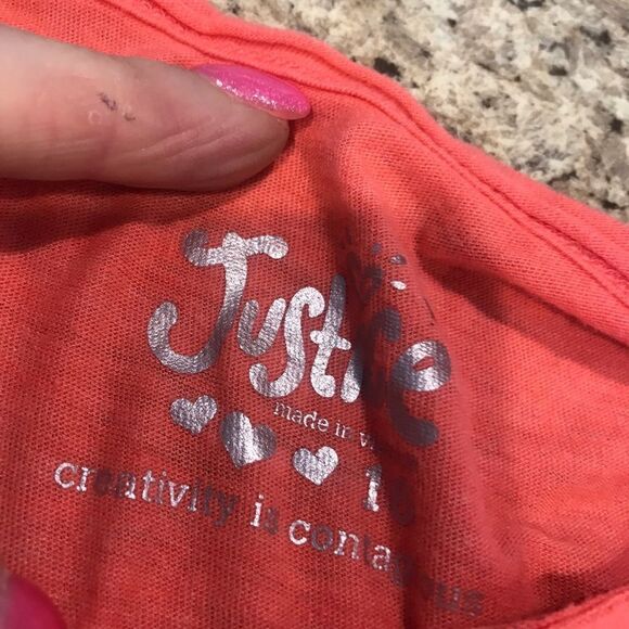 Justice Peach Summer Shirt Size 16 - Picture 5 of 12